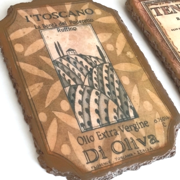 Italian Wall Hanging Plaques L' Toscano & Tenuta Set of 2 - Picture 2 of 16